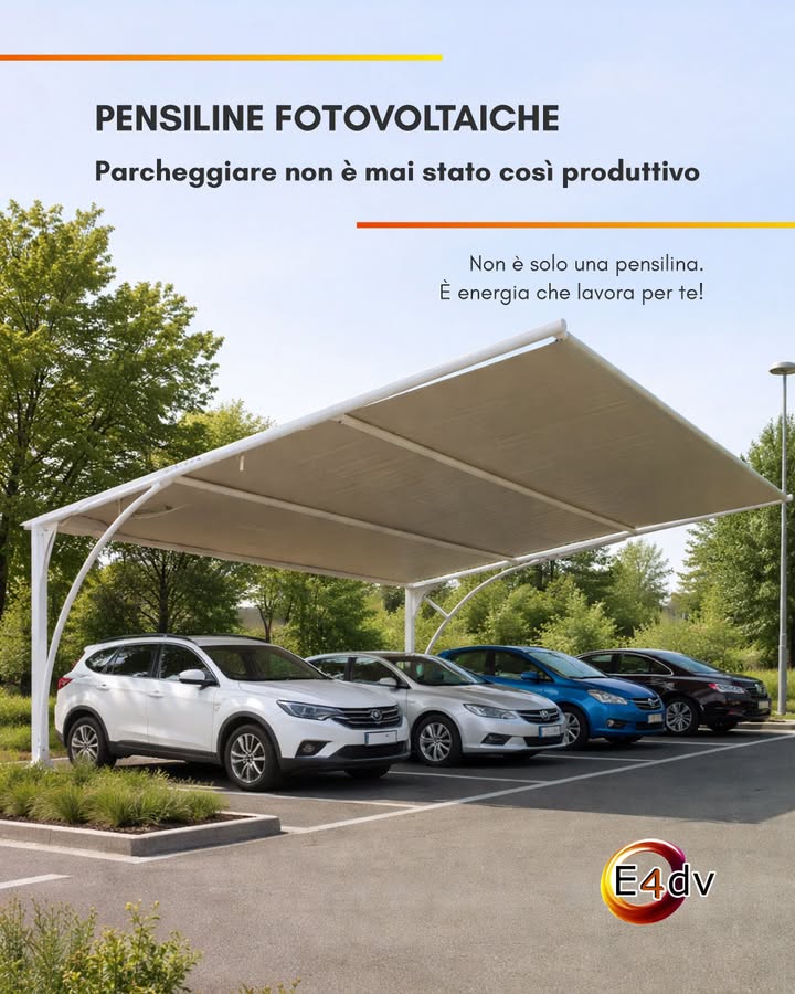 Le pensiline fotovoltaiche trasformano un semplice parcheggio in uno spazio